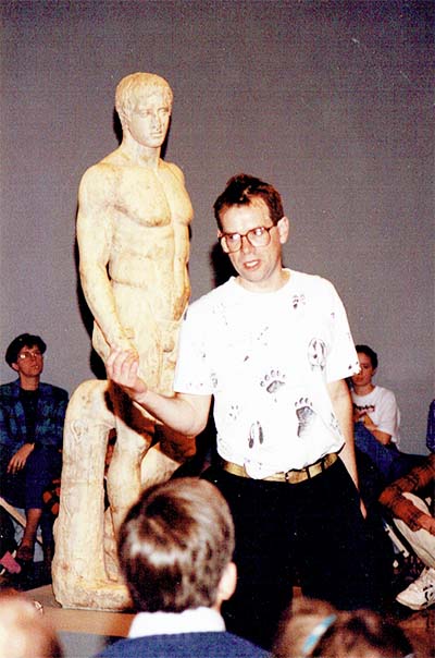 Giles Denmark Performance Event 'Pursuing Perfection - The Doryphorus' at Minneapolis Institute of Art, MN, USA. November 5 1992