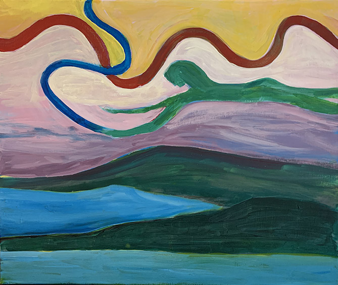 Flying High — acrylic painting by Giles Denmark Mitchell 2020