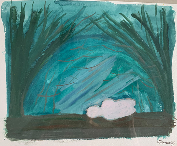 Birth — watercolour by Giles Denmark Mitchell 1993