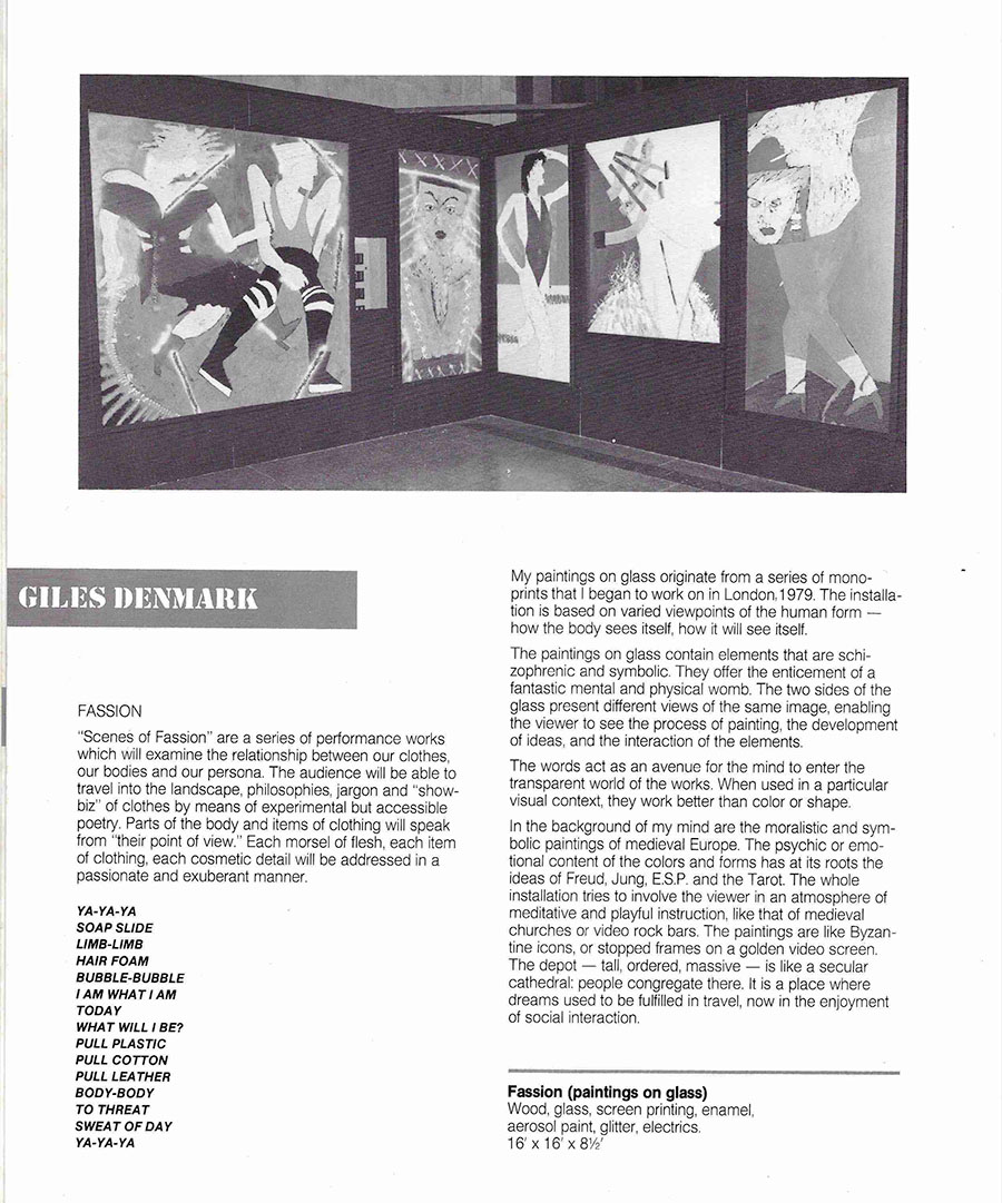 Giles Denmark at Fore Site exhibition, Union Depot, St Paul, Minnesota, 1984