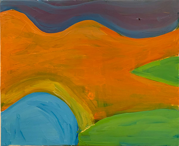 Beach Eclipse — acrylic painting by Giles Denmark Mitchell 2020