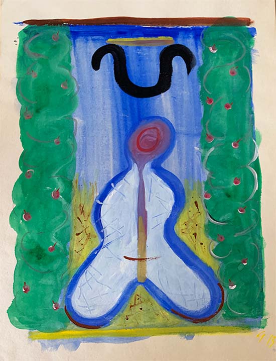 Being — watercolour on paper by Giles Denmark Mitchell 1990