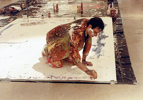 Giles Denmark — performance art and live painting at Minnesota State Fair, Saint Paul, MN, 1985