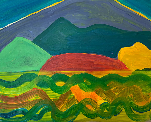 Under Current — acrylic painting by Giles Denmark Mitchell 2020